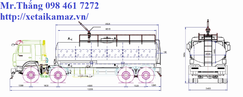 XE KAMAZ 6540 ( 8x4) TƯỚI NƯỚC - CỨU HỎA 17 M3