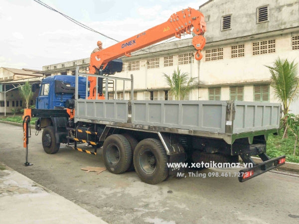 Xe tải cẩu Kamaz 53228 (6x6), gắn cẩu Dinex 7 tấn| Xe KAMAZ 3 cầu gắn cẩu 7 tấn